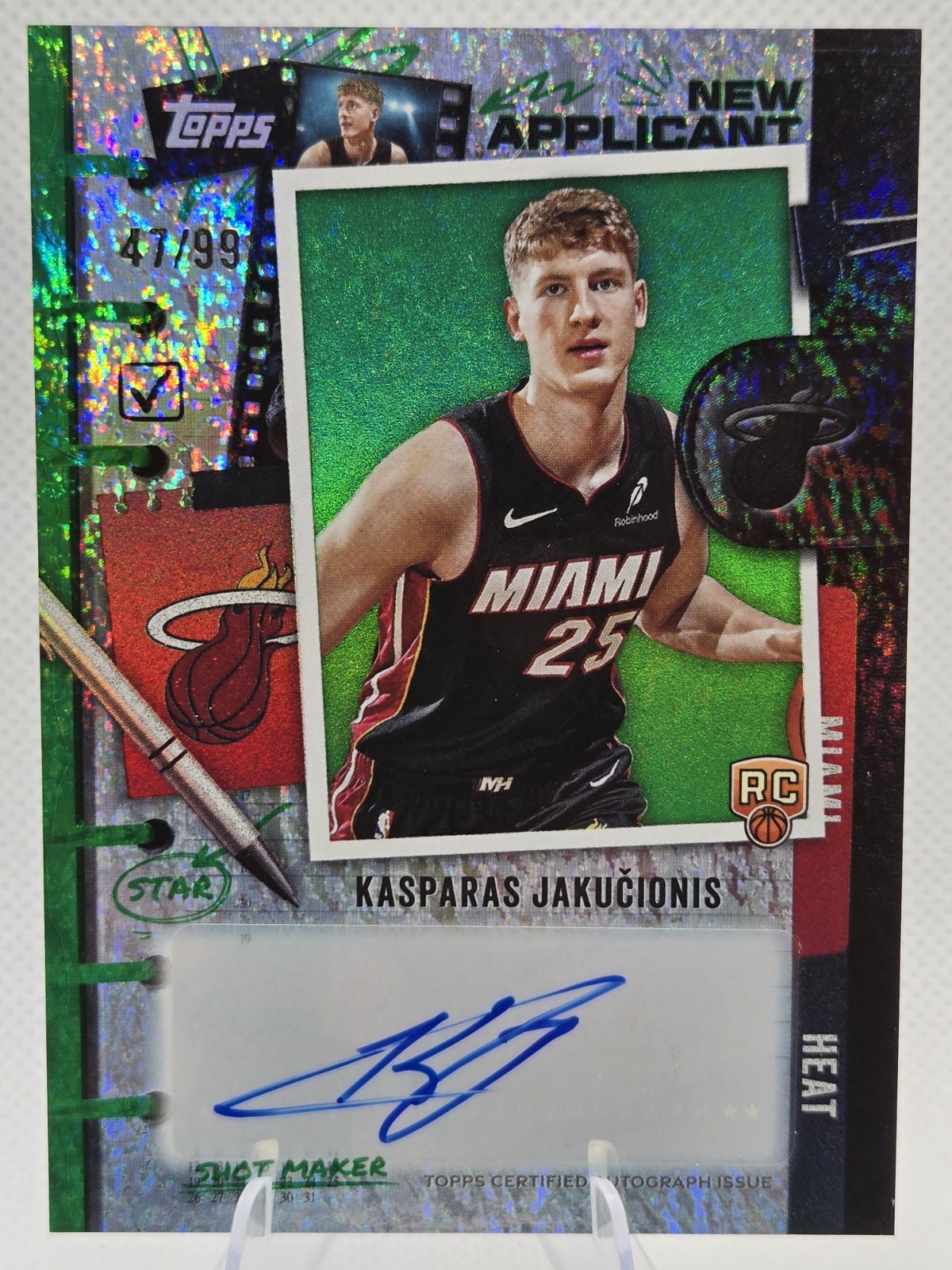 2025-26 Topps Kasparas Jakucionis New Applicant Auto Green 47/99 #NA-KJ Rookie