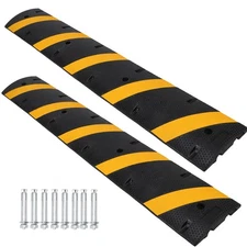 6 Ft Rubber Speed Bump, 2 Pack 2 Channel Humps 25000 lbs Load Capacity