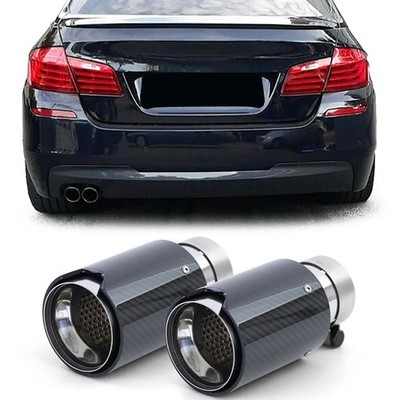 2x 90mm Auspuff Endrohr Carbon mit Absorber für 5er BMW F10 F11 2010-2016