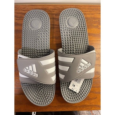 Adidas Adissage Slides Sandals Massage Comfort Sport Gray White NEW Mens 18