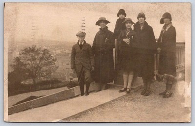 Antique Italy Postcard FLORENCE Family Group City View 1923 Rppc