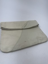Vintage Beige Faux Leather Clutch With Textured Design  Fold-Over Flap Minimali