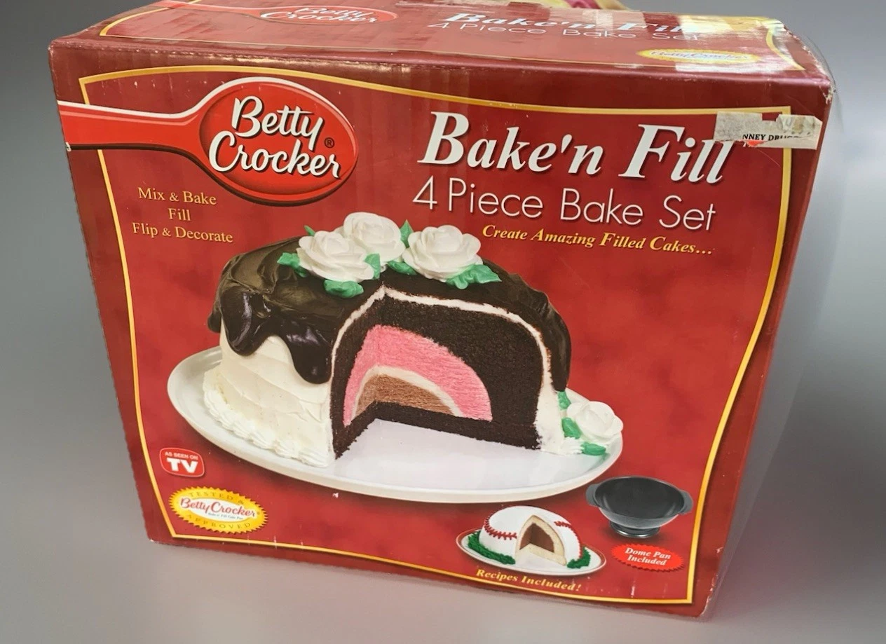 Betty Crocker Bake'n Fill 4 Piece Cake Pan Set Dome Layered As Seen On TV NEW