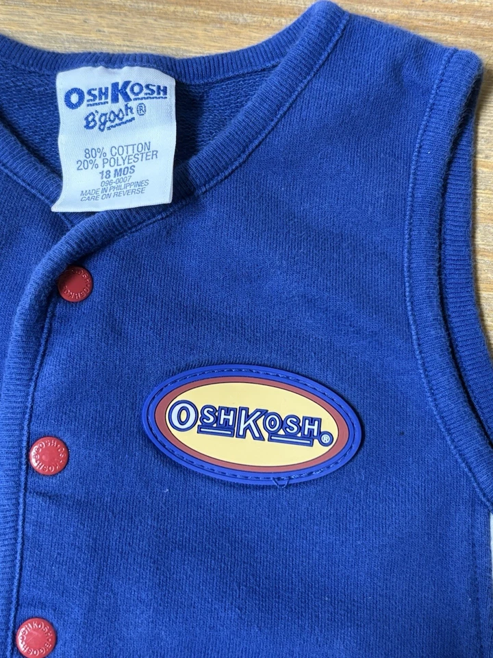 Mono vintage Oshkosh b'gosh 18m salto body mameluco azul rojo rayas Foto 3 de 4