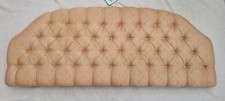 Vintage Button Back Upholstered Peach Double Bed Headboard - Divan