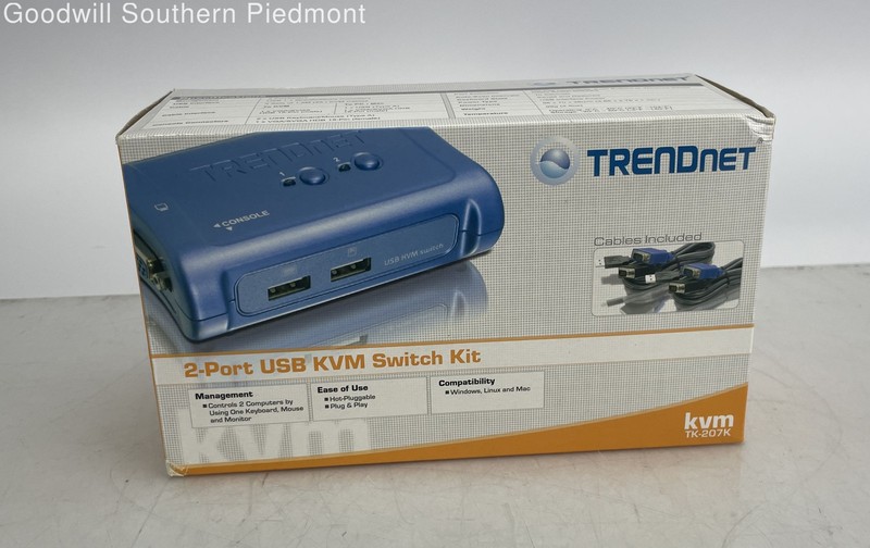 Trendnet TK-207 2-Port USB KVM Switch Kit - Open Box