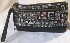 Karl Lagerfeld Black Paris Repeat Parisian Double Zip Wristlet/Clutch MSRP $98