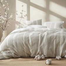 Waffle Comforter Set - Linen Soft Cotton Bedding Set for All Queen 01 - Linen