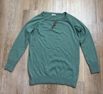 Brunello Cucinelli Sweater Womens Large Green 100 Cashmere Crewneck Made G2U