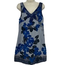 Free People Vintage Cotton Embroidered Blue Sheath Dress Size 10