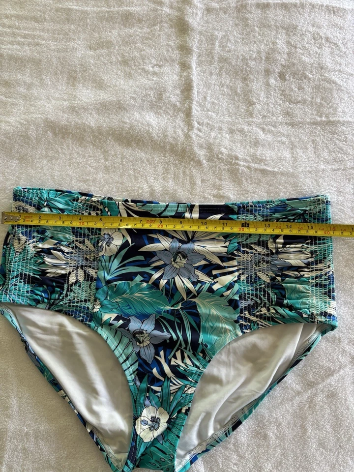 Tommy Hilfiger Mujer Azul Tropical Floral Traje de Baño Parte Inferior Cintura Alta Talla L Foto 4 de 4