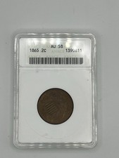 1865 2 Cent AU 58 OLD ANACS HOLDER