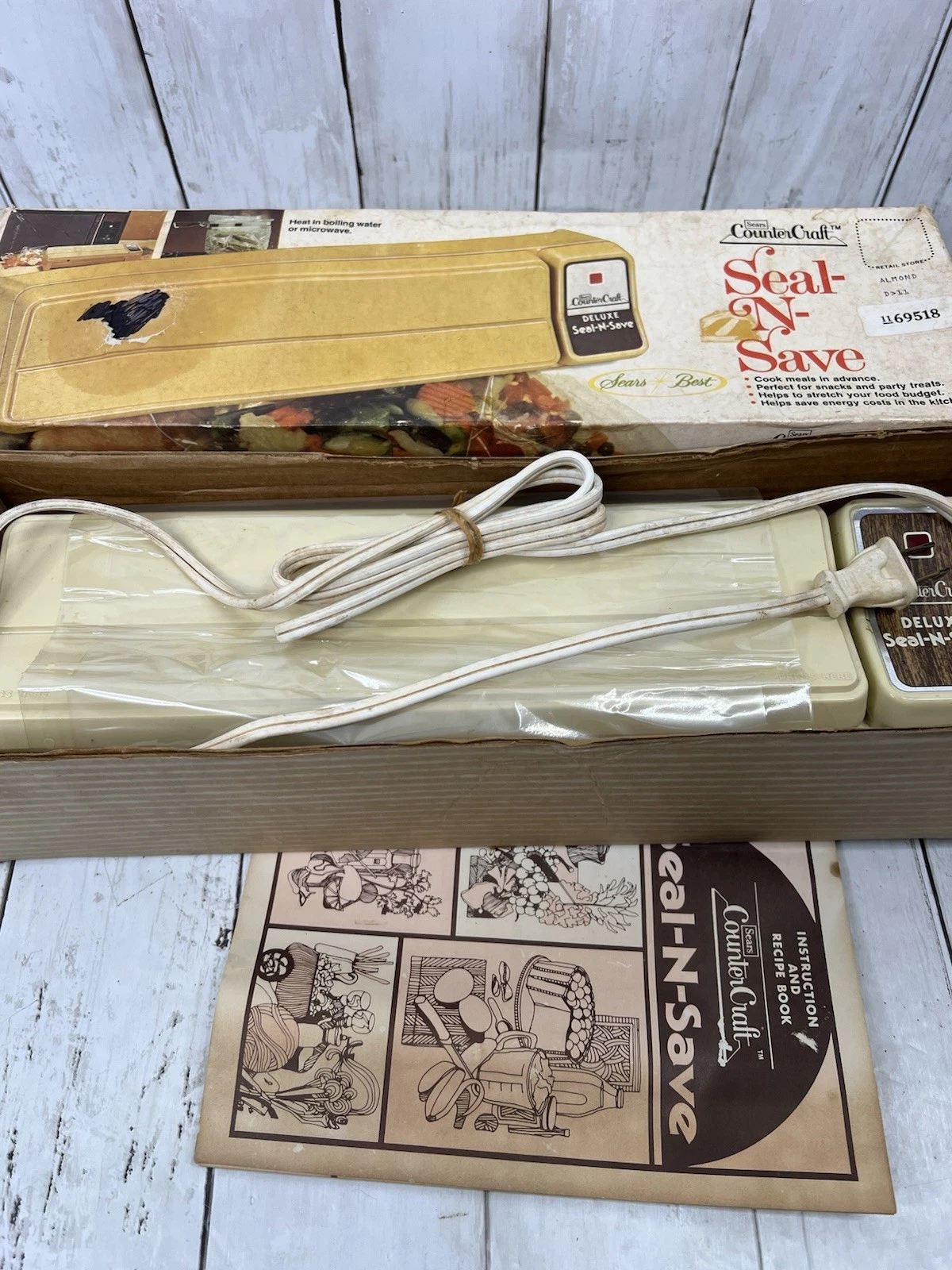 Vintage SEARS Seal-N-Save Vacuum Food Sealer Includes Box & Instructions Works