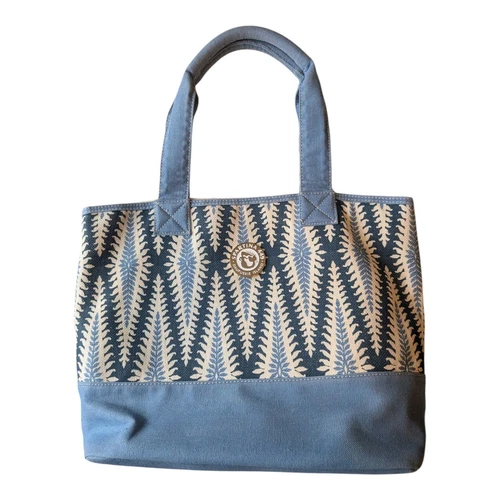 Spartina 449 Daufuskie Island Natural Linen Tote Bag Distressed Mineral Blue - Picture 1 of 15