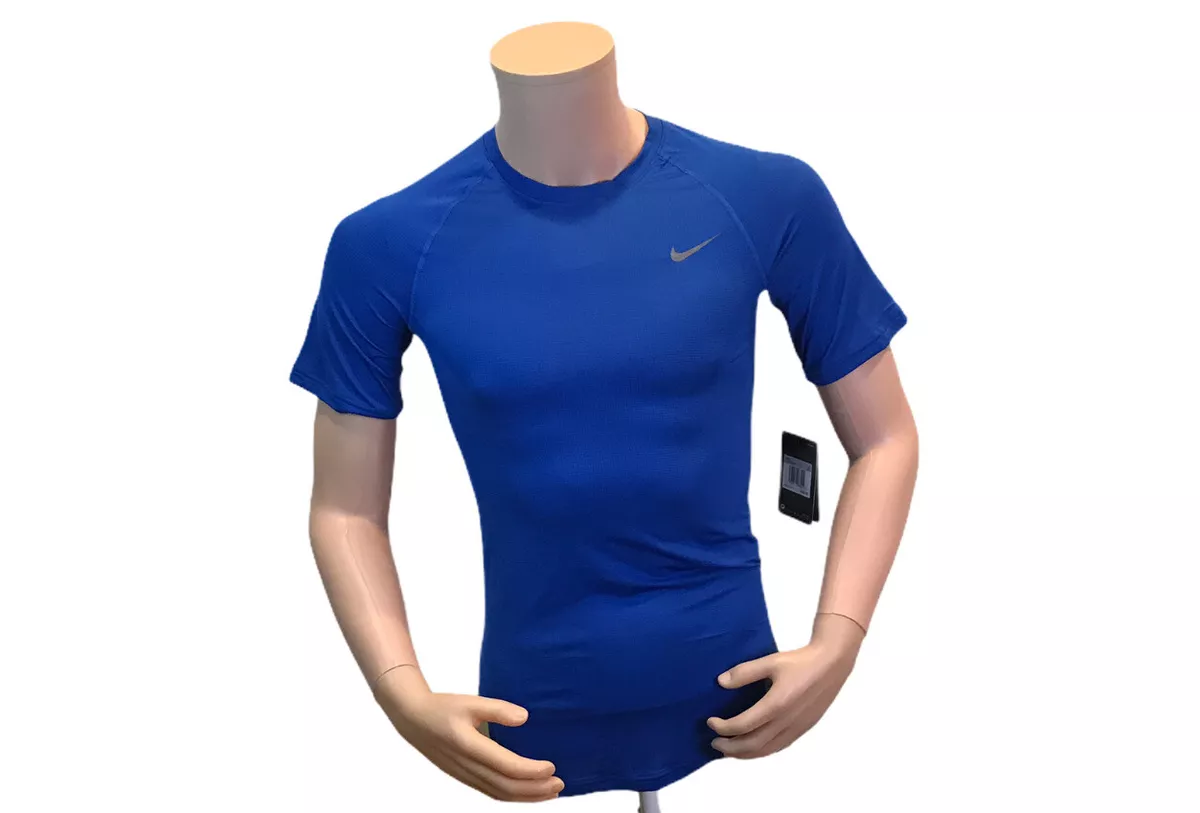 Nike Pro Short Sleeve Breathe Top Slim Fit Shirt Men s Blue CJ0956 XS