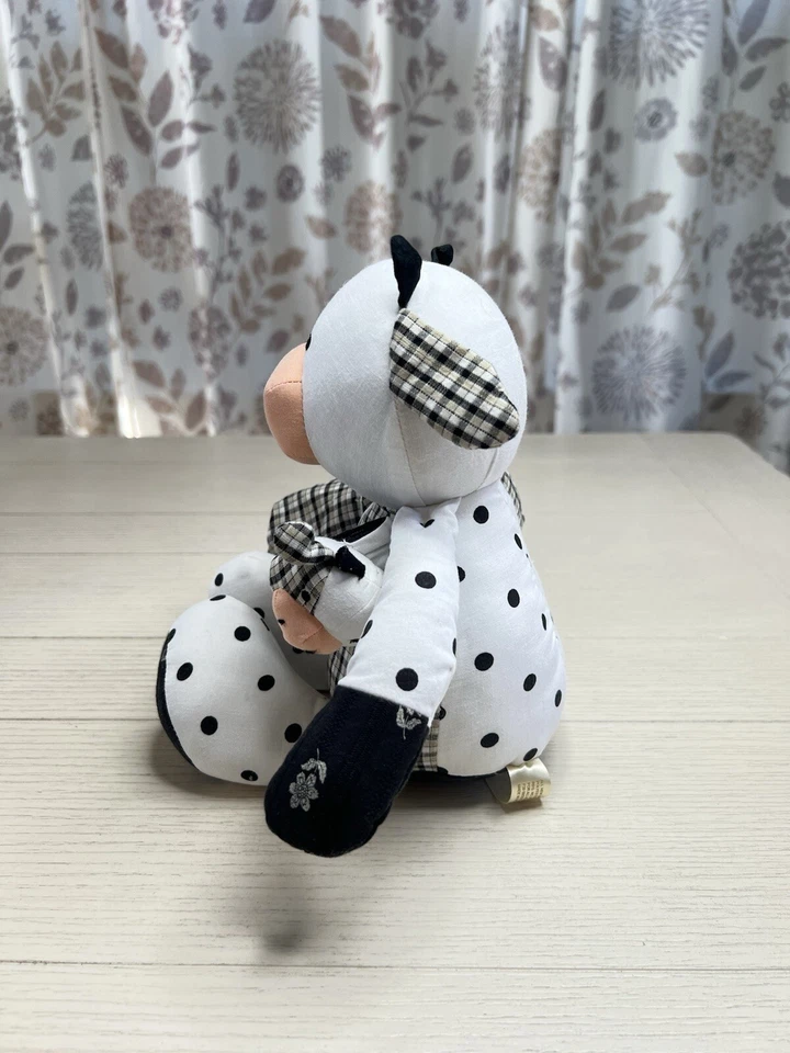 "Babero de muñeca de peluche Dandee Cow Lovey blanco y negro 8""" Foto 2 de 4