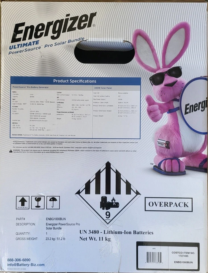 全新 Energizer SPG057377 Ultimate PowerSource Pro 电池发电机,太阳能套装 — 第 3/4 张图片