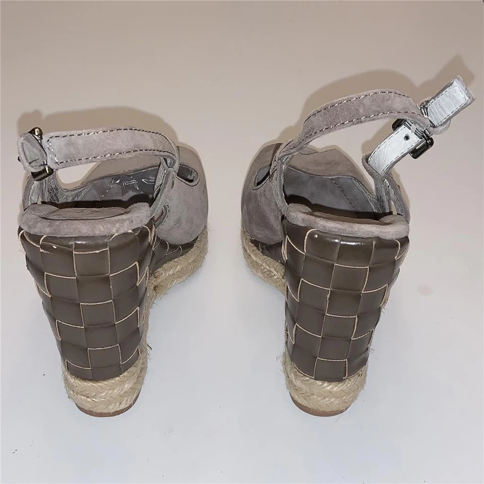 APEPAZZA CARMELA Gris Taupe Gamuza Cordones Cuña Plataforma Zapatos 6 Foto 4 de 4