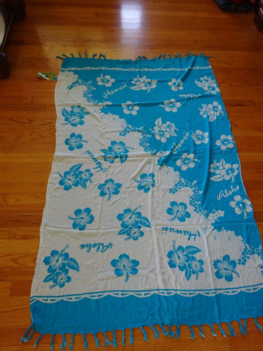 New Unity Trading Hawaii Blue Tropical Wrap Scarf Dress Skirt Women's - Picture 2 of 4
