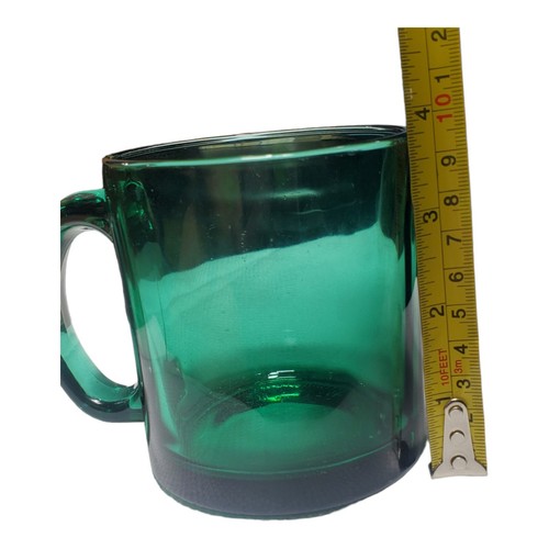 Vintage Emerald Green Glass Coffee Mug with Clear Accents  Made in the USA - Picture 11 of 24