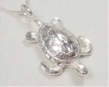 STERLING SILVER PACIFIC SEA TURTLE NAUTICAL OCEAN SEA LIFE PENDANT NECKLACE