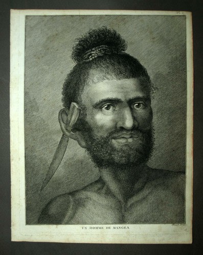 HOMME DE MANGEA ou MANGAIA AU ILES COOK CANNIBALE Gravure de James COOK 1774 - Imagen 2 de 2