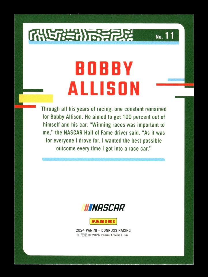 5-05-25 PWE . 2024 donruss nascar #11 bobby allison BASE - Image 2 of 2