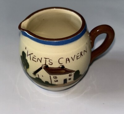 Vintage Torquay Motto Ware Milchkännchen Milchkännchen - frisch von der Farm Kent s Cavern