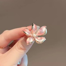 Art Deco Style Enamel Crystal Pink Cherry Blossom Brooch Badge Sakura Pin Gift