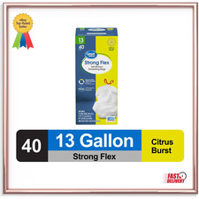 Strong Flex 13-Gallon Drawstring Tall Kitchen Trash Bags, Citrus Burst, 40 Count