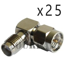 25 Pack SMA Male Plug to Female Jack RF Connector Adapter 90 Degree Right Angle