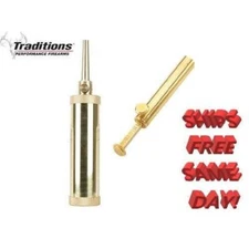 Traditions Solid Brass Black Powder Flask w/ Spout & Powder Measure # A1201+1307