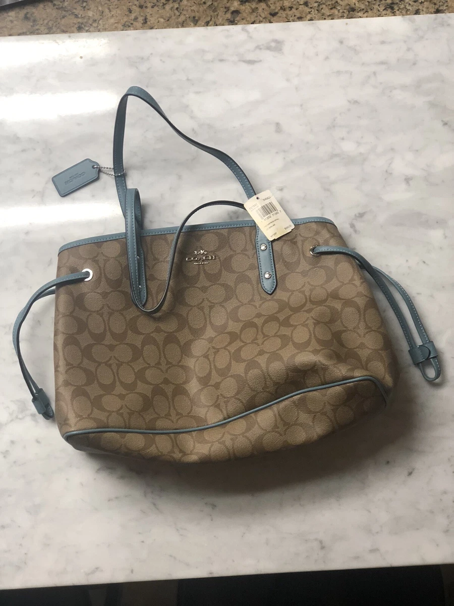 Authentic Coach Bag F57842 Signature Zio SV KHAKI Cyan Crossbody SVNKD