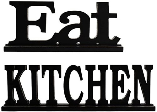 Wooden Kitchen Eat Decorative Freestanding Wood Sign for Home Decor (set of 2) - 第 1/7 張圖片