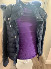 Blue Jack Wills Padded Coat With Faux Fur Trim Hood Size 8 Uk Rrp: £129