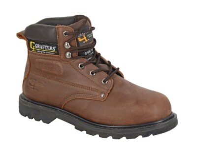 Grafters M538 Herren Leder Sicherheit Zehenkappe & Stahl Zwischensohle Arbeit Sicherheitsstiefel