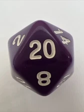 Koplow D20 Dungeons & Dragons Die Dark Purple & White Magic The Gathering Dice