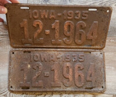 🔥1935 Iowa License Plate SET 12-1964 BUTLER County Embossed | eBay