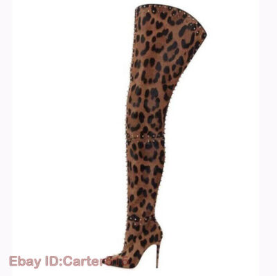 Women Thigh High Boots Stiletto High Heels Boots Pointed Toe
