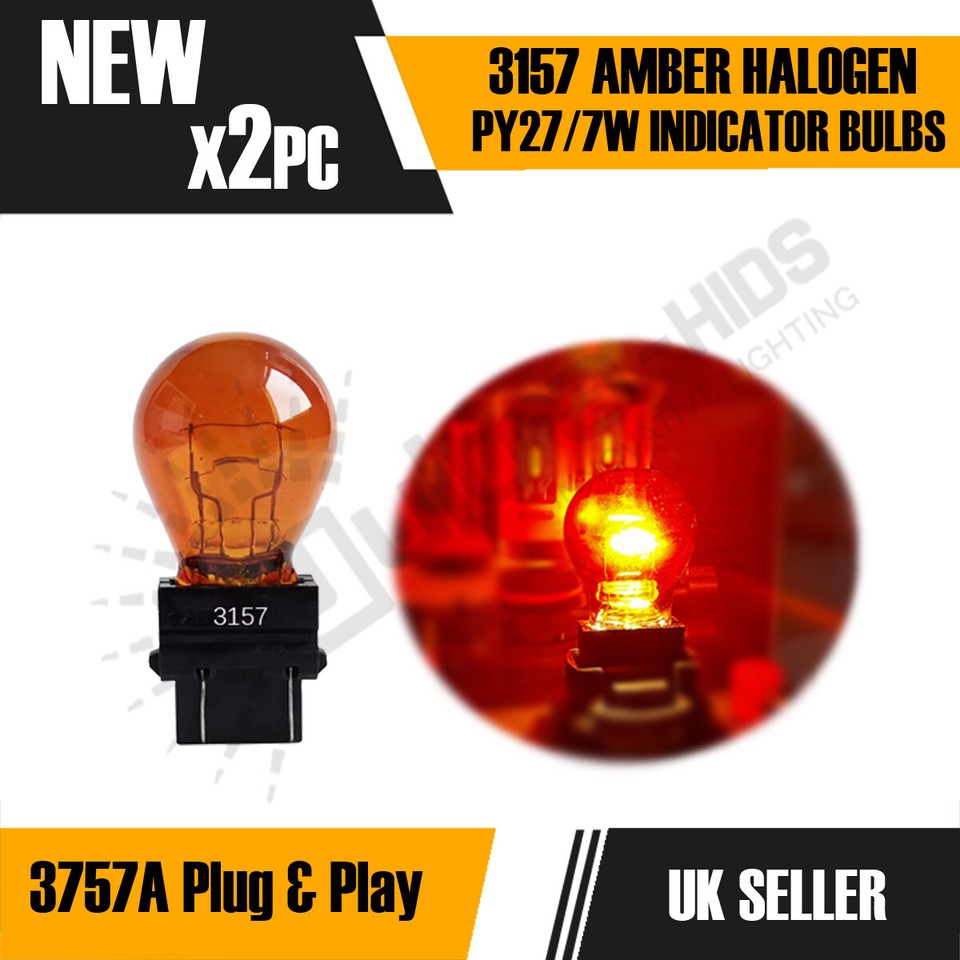 Py27w 2x 3157 3757A 183 Turn Signal Indicator Yellow Amber Wedge Bulbs PY27 ...