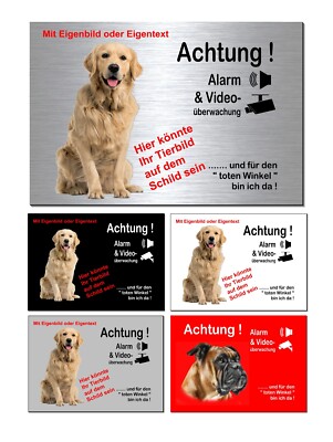 Hundeschild mit Eigenbild oder Text-Hund-Aluminium Dibond-Schild-300 x 200 x 3mm