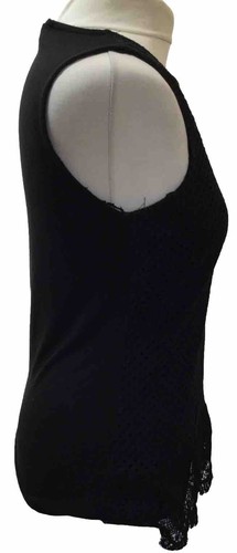 DOROTHY PERKINS Black Sleeveless Part Crochet Blouse U.K. 12 FREE POSTAGE - Picture 4 of 5