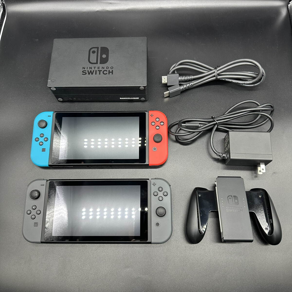 Nintendo Switch Console HAC-001 w/ Joy Con + Dock + Grip + Nintendo Switch Console HAC-001 w/ Joy Con + Dock + Grip +