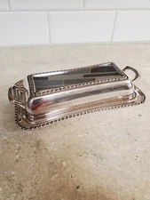 Beautiful Vintage Silver Plate Butter Dish (3 pc) by: Cresent Mark 3179 1960s