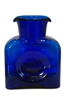 Vtg. Blenko cobalt blue Glass Double Spouted Pitcher Carafe Decanter 8" Tall x 6
