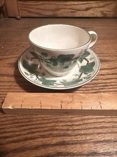 Wedgwood of Etruria  Barlaston 'Napoleon Ivy' Green Edge Tea Cup and Saucer.