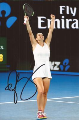 TENNIS: GABRIELA DABROWSKI SIGNED 6x4 ACTION PHOTO+COA *WIMBLEDON