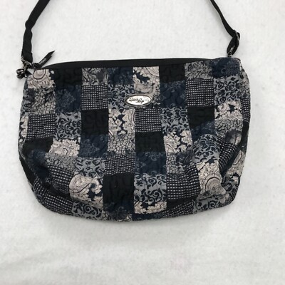 Donna Sharp Crossbody Purse Adjustable Strap Blue Quilted Cotton Preppy Classic