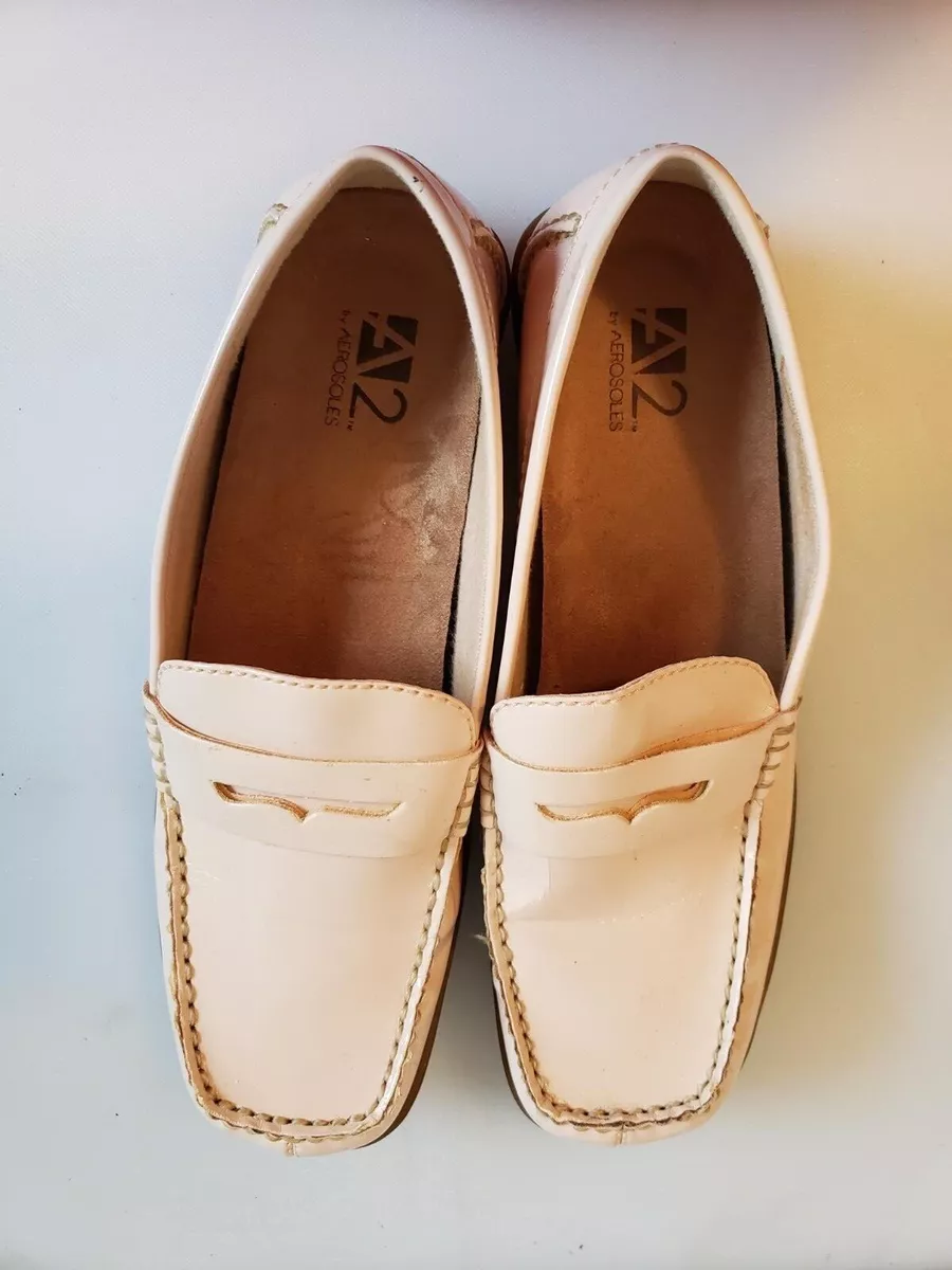 A2 Aerosols Womens Light Pink Patent Penny Loafers 8.5M Rubber