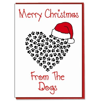 AK GIFTSHOP Christmas Card From The Dogs - Fun Festive Pet Themed Greeting Card